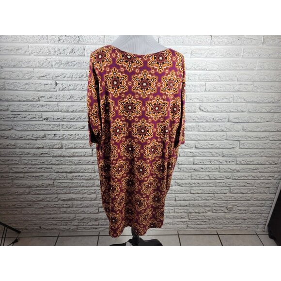 Lularoe Womens Top 3XL Plus Short Sleeve Purple Geometric Asymmetric GEO136XE - Picture 6 of 9